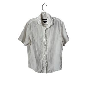 Banana Republic Camden-Fit Short Sleeve White Shirt 100% Linen Size Small